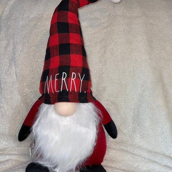 NWT BUNDLE of TWO Rae Dunn Christmas JOYFUL & MERRY Buffalo Check Gnomes - Picture 11 of 12